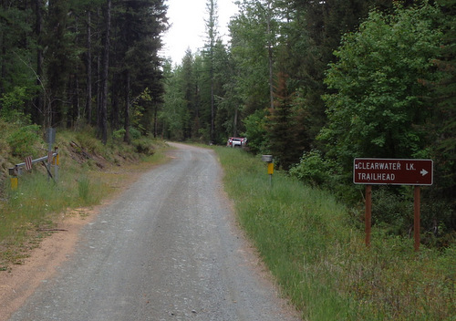 GDMBR: Southbound on NF-4370 (Passing by Clearwater Lake, MT).